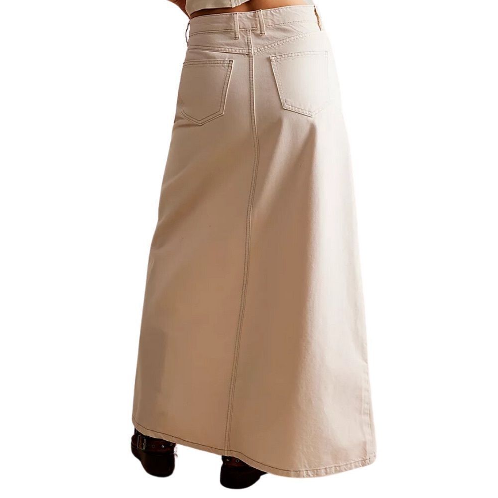 Free People We The Free Women's Come As You Are Denim Maxi Skirt Size 2 - Picture 4 of 12